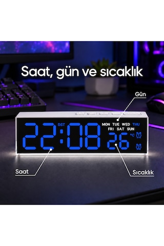 Akıllı Led Dijital Masa Saati Lacivert Renk
