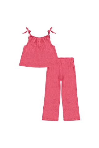 K26y289-1 Civil Girls Fiyoklu 2-5 Yaş Takım - Kırmızı Nar