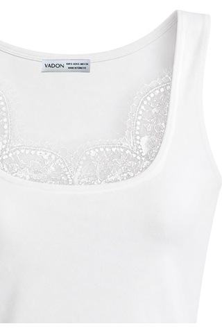 Vadon 1023 Kadın Dantel Detaylı Bluz Atlet Beyaz