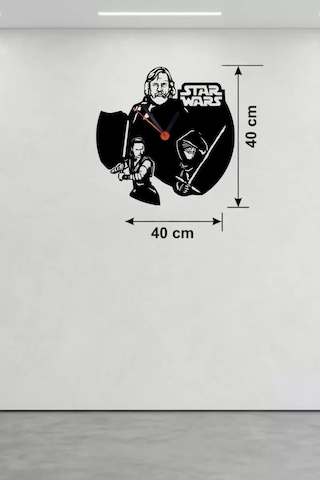 Mey Najmaddin Star Wars Temalı Ahşap Duvar Saati - 40x40 Cm Lazer Kesim Dekoratif Najmaddin Çok Renkli