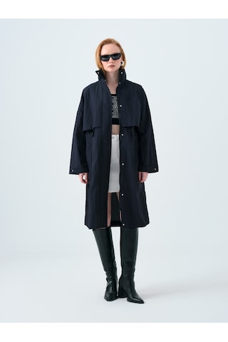 Regular Fit Kadın Trenchcoat Koyu Lacivert