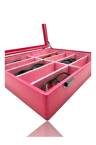 Diji 10'lu Gözlük Kutusu Gözlük Çantası Pembe İçi Pembe