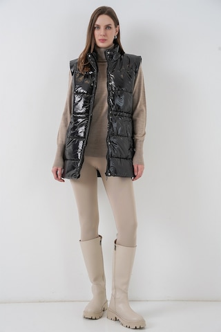 Kadın Parlak Şişme Yelek 5218 - Siyah Siyah