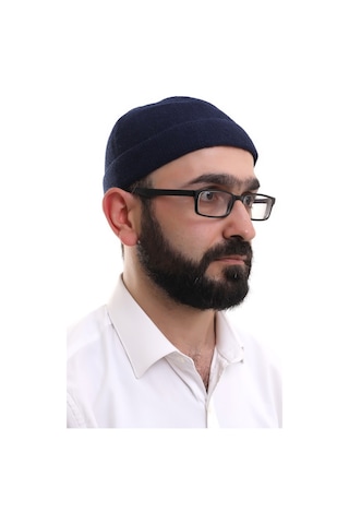 Lacivert Katlamalı Sade Desen Kışlık Orlon Takke Şapka Lacivert