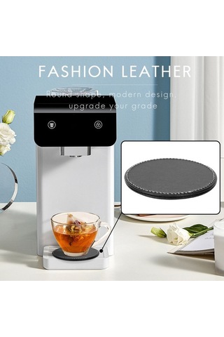 Ulzyvf Yuvarlak Siyah Siyah Seti Mutfak Kullanımı Deri Bardak Bardak Altlığı Altlığı 6'lı Sa Siyah