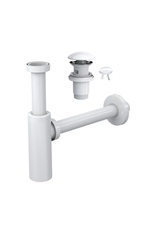Suera Moon Ayarlanabilir Lavabo Sifonu + Elixir Pop-up Set Mat Beyaz- Taşma Delikli