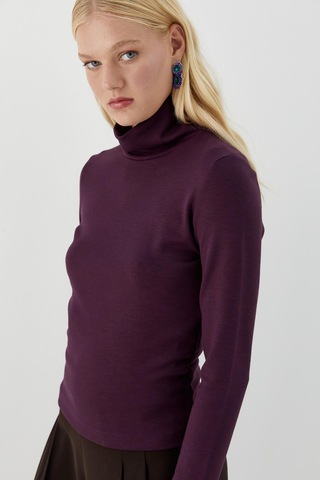 Balıkçı Yaka Uzun Kollu Body Mürdüm Mürdüm