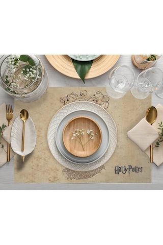 Adawall Home Hp Marauders Map Kumaş Amerikan Servis 4'lü Set Bej