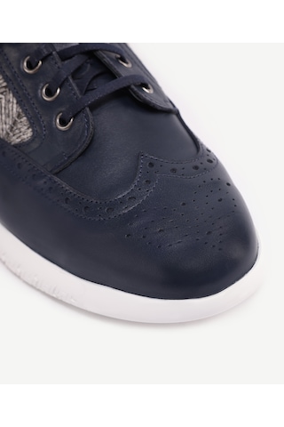 Yargıcı Hasır Detaylı Deri Sneakers 24yeay4468x 004 Lacivert