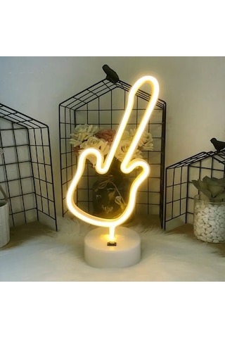 Neon Gitar Masa Lambası Pil+usb Renkli