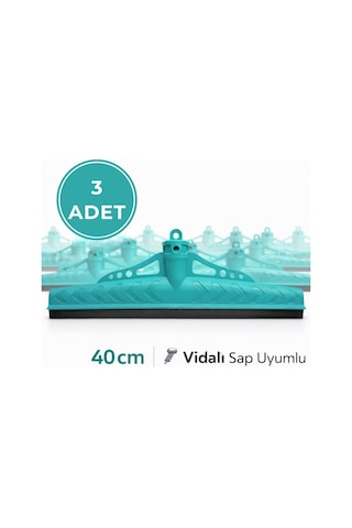 Mulpex Çekpas 40 Cm 3 Adet Vidalı Sap Uyumlu Yersil Çekçek Yer Çekçeği Zemin Temizlik Aparatı