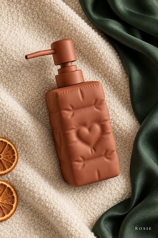 Rosıe Kiremit Renk Kalp Dokulu Kare Seramik Sıvı Sabunluk 350 Ml Karışık