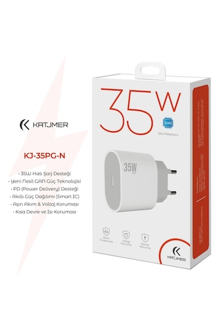 Katjmer Kj-35pg-n Gan 35w Pd Şarj Adaptörü Beyaz