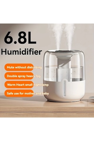 Motion003 Beyaz 1 Adet Büyük Kapasiteli Usb Çift Püskürtmeli Hava Nemlendirici Tüm Mevsimler İçin İki Renk Seçenekli