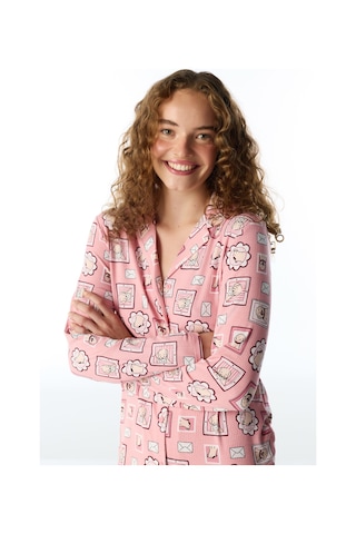 Penti Pembe Postcard Fitilli Uzun Kollu Gömlek Pantolon Pijama Takımı Pk32