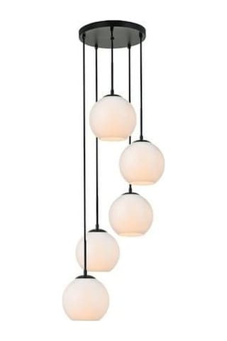 Rsylight Metal Modern Siyah Yuvarlak 5 Li Opal Camlı Sarkıt Avize Siyah Rsylight Metal Modern Siyah Yuvarlak 5 Li Opal Camlı Sarkıt Avize Siyah