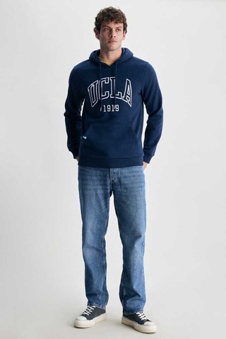 Ucla Jepsen Lacivert Kapüşonlu Nakışlı Standard Fit Erkek Sweatshirt Lacivert
