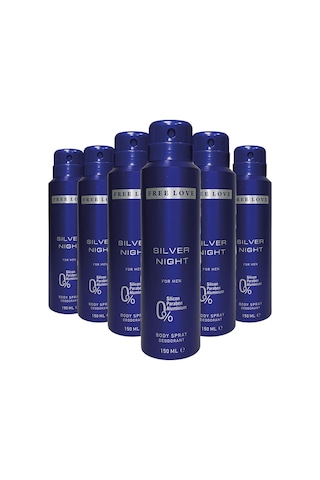 Free Love Silver Night Erkek Deodorant 6 x 150 ML