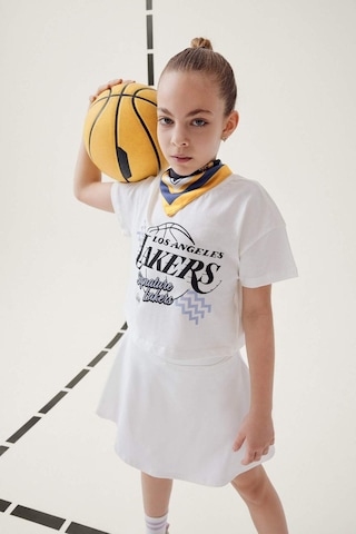 Defacto Kız Çocuk Nba Los Angeles Lakers Bisiklet Yaka Kısa Kollu Tişört E7632a825hser98 Ekru