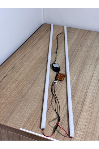 Cam Kenarı Yanıp Sönen Led Lamba 2 Li Uzaktan Kumandalı, 12 Modlu, Sarı Beyaz Işık 12v 120 Cm