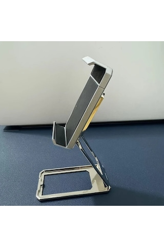 Motion003 360 Derece Doner Simli Katlanabilir Telefon Tutucu Metal Ayakli Cok Acli Stand Simli