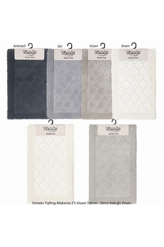 Pamuk Makarna Tufting 2'li Klozet Takımı , Banyo Seti ,d.kabuğu,v