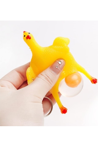 Yumurtlayan Tavuk Anahtarlık Squishy Stres Giderici Duyusal Uyarıcı Oyuncak Top - 1 Adet
