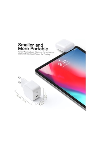 Reedark 20w Hızlı Şarj Cihazı, 12 İçin, Aşırı Akım Ve Kısa Devre Korumalı, Katlanabilir Prong, Beyaz, Euro Standartı