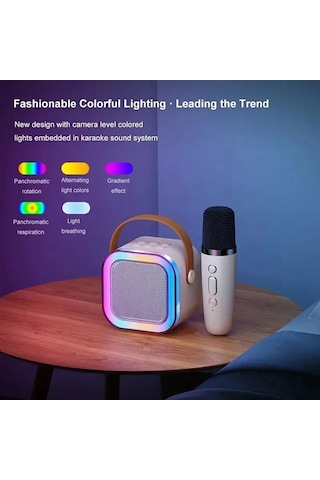 Bluetooth Hoparlör K12 Karaoke Makinesi Taşınabilir 5. Kablosuz Mikrofonlar İle Pink 1 Mic