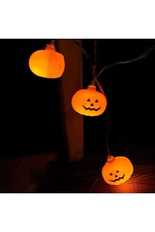Hfambition 3 Metre 20 Led Parlak闪烁南瓜装饰灯串 - 万圣节节日电池供电装饰