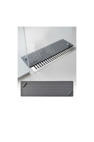 Gri Uzun Silikon Kötü Koku Önleyici Mat Gider Kapağı Tıpası Banyo, Mutfak Ve Balkon Lavabo Gider 37x11 Cm