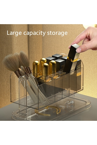 Cbtx Pet Ruj Saklama Kutusu Çok Izgaralı Tuvalet Masası Makyaj Fırçası Dudak Sır Şeffaf Organizatör - Şeffaf