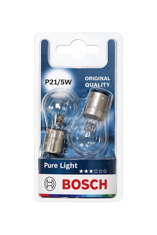 Bosch P21/5w Fren Stop Sinyal Ampulü 12v Bay15d Çift Flamanlı Pure Light 2 Adet Yüksek Görünürlük
