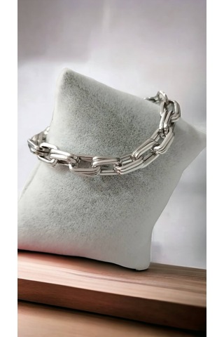 Çelik Gümüş Renk Kararmaz Bayan Klasik Tasarım Bileklik 17+5 Boy Çelik