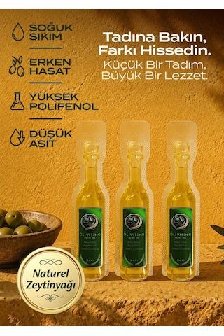Olivisimo Erken Hasat Soğuk Sıkım Natürel Sızma Zeytinyağı Deneme Boyu 10 Ml X 3
