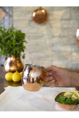 Bakır Kupa Bardak Döküm Kulplu Model Bakır Renk