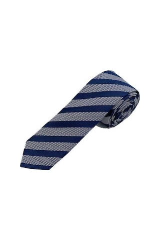 Brianze 5 Cm Lacivert Çizgili Slim Kravat
