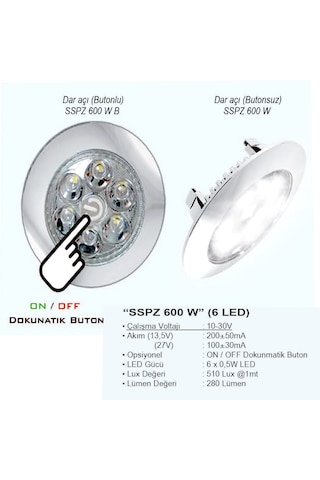 Sanel Power 12-24v3w Spot Led Dekoratif Lamba Dokunmatik Sspz600w