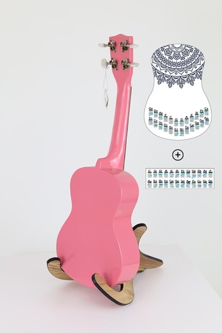 mandala siyah renk ukulele akor cetveli tablosu stickeri etiketi