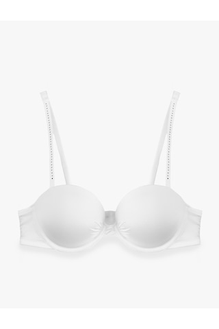 Koton Regular Fit Taş Detaylı Destekli Ekstra Dolgulu Bridal Maximizer Sütyen Beyaz 6slk10025mk