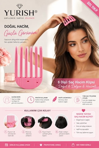 Büyük Boy Sihirli Saç Hacim Veren Klips Aparatı 6 Dişli / Hair Volume Clip/ Saç Tepesi Dolgunlaştırıcı Aparatı 0