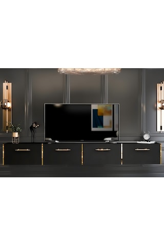 Givayo Maria Tv Ünitesi Duvara Monte/ Ayaklı Kullanım 240 Cm Siya