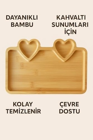 Kalpli Bambu Sunum Tabağı %100 Doğal Ahşap, Kuruyemiş, Lokum, Çikolata Ve Kahve Yanı İkramlık Tabak Şık Ve Sağlıklı Hediye Seçeneği Açık Gri