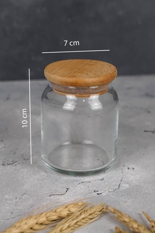 Bulaşık Tablet Kavanozu Cam 1440 Ml Ahşap Kapaklı Şeffaf