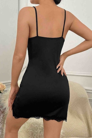 Merry See İki Taraf Yırtmaçlı Askılı Şık Gecelik Siyah