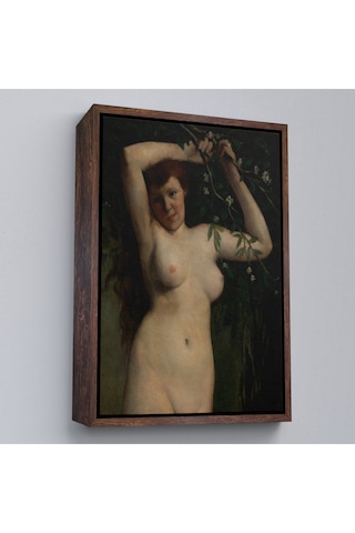 Çerçeveli Gustave Courbet - Dallara Tutunan Nü Kadın Tablosu-7364