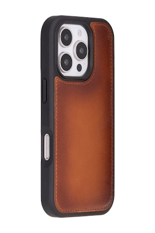 Cüzdan Taşıma Derdi Olmadan İphone 16 Pro Uyumlu Hakiki Deri El Yapımı Kart Yuvalı Kılıf Gölgeli Taba Diğer