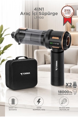Premium Araç İçi Süpürge Lt100 Siyah 4ın1 Fonksiyonel Temizlik Seti Hava Üfleyici