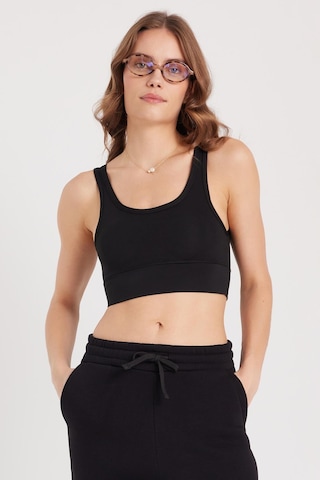 Tudors Kadın Slim Fit Dar Kesim İnce Askılı Kare Yaka Siyah Crop-37922 SIYAH