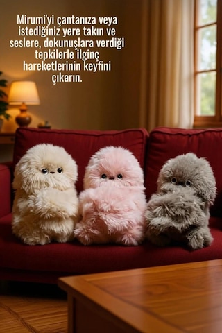 Mirumi Akıllı Peluş Robot Oyuncak Ses Ve Dokunmaya Tepki Veren Sevimli İnteraktif Oyuncak Gri